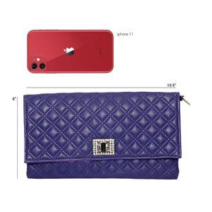 Navy Cocobella Quilted Envelope Clutch | Evening Handbag | Purse